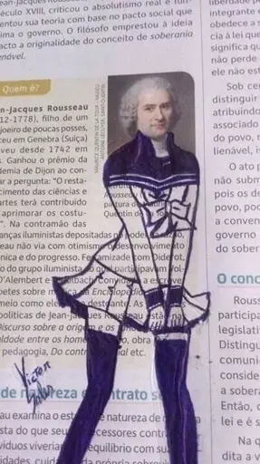 Picture of Jean-Jacques Rousseau in skirt and thigh highs