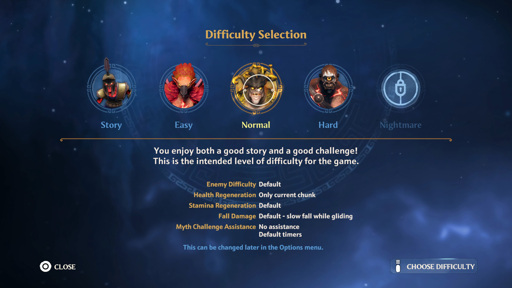 Difficulty screen